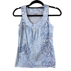 Vineyard Vines Women’s Size XS Modal Cotton White Blue Tropical‎ Print Top